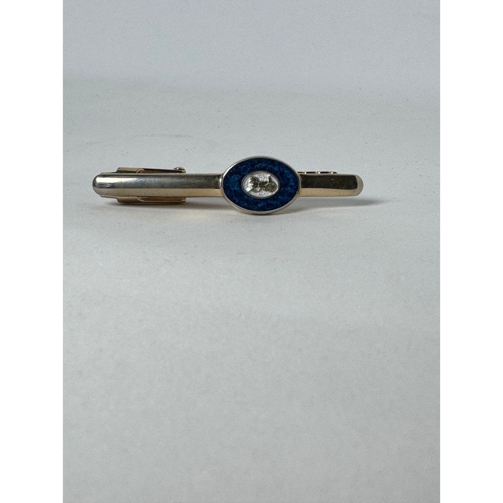 Vintage  CELINE Paris‎ Navy Blue Enamel Carriage Horse Tie Clip Clasp